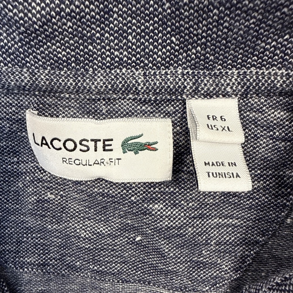 Lacoste Polo Shirt Mens Gray Regular Fit Crocodile Logo Size Fr 6, Linen Blend